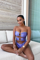 Lilac Cut Out Ring Detail Swimsuit - Azalea