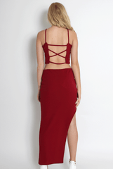 Lilly Wine Asymmetric Two Piece-Co-ords