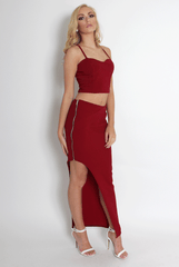 Lilly Wine Asymmetric Two Piece-Co-ords