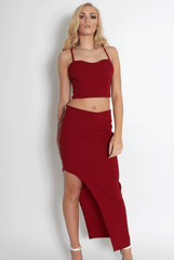 Lilly Wine Asymmetric Two Piece-Co-ords