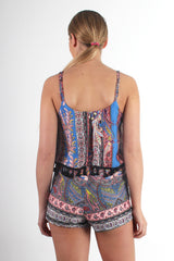 Lily Paisley Tassel Playsuit-Playsuits