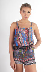 Lily Paisley Tassel Playsuit-Playsuits