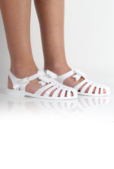 Lily White Bow Diamante Jelly Shoes-Shoes