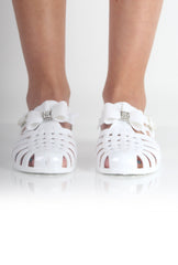 Lily White Bow Diamante Jelly Shoes-Shoes