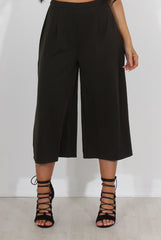 Lima Khaki Culotte Trousers-Trousers