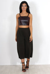 Lima Khaki Culotte Trousers-Trousers