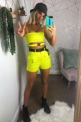 Lime Buckle Utility Crop Top and Shorts Co-ord - Juri-Co-ords