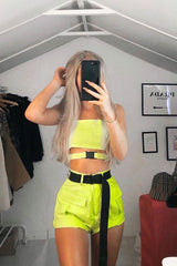 Lime Buckle Utility Crop Top and Shorts Co-ord - Juri-Co-ords