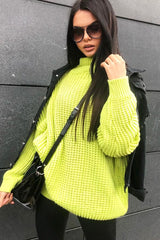 Lime Chunky Knit Jumper Dress - Maci-Dresses
