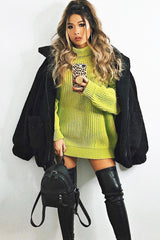 Lime Chunky Knit Jumper Dress - Maci-Dresses