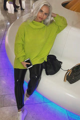 Lime Chunky Knit Jumper Dress - Maci-Dresses