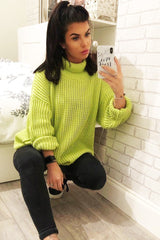 Lime Chunky Knit Jumper Dress - Maci-Dresses