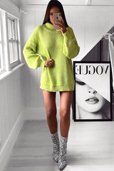 Lime Chunky Knit Jumper Dress - Maci-Dresses
