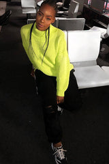 Lime Chunky Knit Jumper Dress - Maci-Dresses