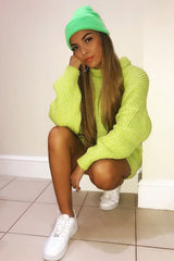Lime Chunky Knit Jumper Dress - Maci-Dresses