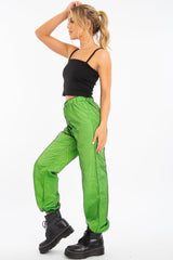 Lime Fishnet Cuffed Joggers - Ryia-Joggers