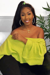 Lime Green Cropped Batwing Jumper - Carmin-Jumper