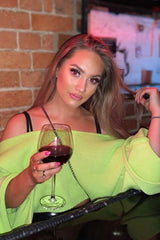 Lime Green Cropped Batwing Jumper - Carmin-Jumper