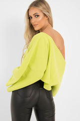 Lime Green Cropped Batwing Jumper - Carmin-Jumper