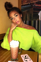 Lime Green Cropped Batwing Jumper - Carmin-Jumper