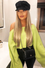 Lime Green Cropped Batwing Jumper - Carmin-Jumper