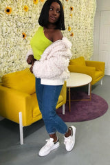 Lime Green Knitted One Shoulder Jumper - Jayleah-Crop Jumper