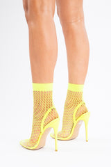 Lime Green Pointed Fishnet Heels - Aarolyn-Shoes