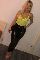 Lime Green Sheer Lace Bodysuit - Katia-Bodysuits