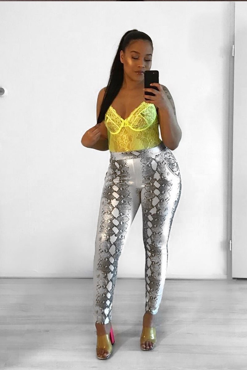 Lime Green Sheer Lace Bodysuit - Katia-Bodysuits