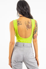 Lime Green Side Boob Bodysuit - Adrionna-Bodysuits