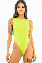 Lime Green Side Boob Bodysuit - Adrionna-Bodysuits