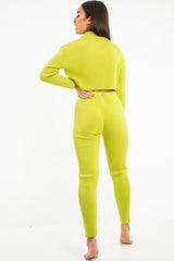 Lime Rib Crop Jumper Loungewear Set - Ayriana-Loungewear
