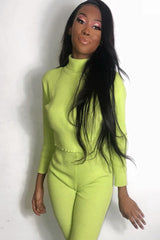 Lime Rib Crop Jumper Loungewear Set - Ayriana-Loungewear