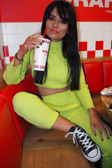 Lime Rib Crop Jumper Loungewear Set - Ayriana-Loungewear