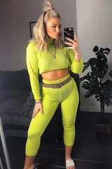Lime Rib Crop Jumper Loungewear Set - Ayriana-Loungewear
