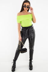 Lime Rib Knit Bardot Top - Gloria-Tops