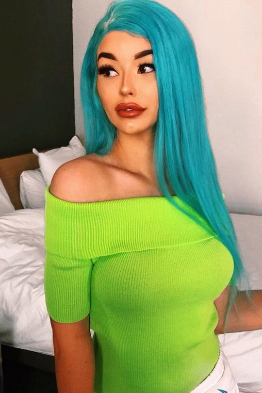 Lime Rib Knit Bardot Top - Gloria