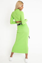 Lime Rib Knitted Midi Skirt - Kloey-Skirts