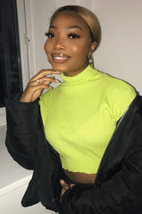 Lime Rib Roll Neck Crop Jumper - Hayvin-Crop Jumper