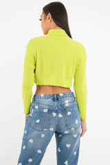 Lime Rib Roll Neck Crop Jumper - Hayvin-Crop Jumper