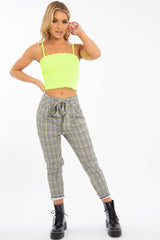 Lime Ribbed Frill Edge Crop Top - Zura-Crop Tops