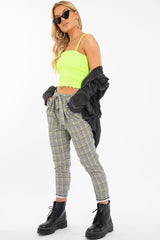 Lime Ribbed Frill Edge Crop Top - Zura-Crop Tops