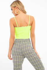 Lime Ribbed Frill Edge Crop Top - Zura-Crop Tops