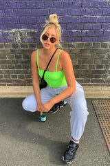 Lime Ribbed Frill Edge Crop Top - Zura-Crop Tops