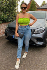 Lime Ruffle Front Strappy Crop Top - Aaloni-Crop Tops