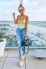 Lime Satin Lace Plunge Bodysuit - Zaida-Bodysuits