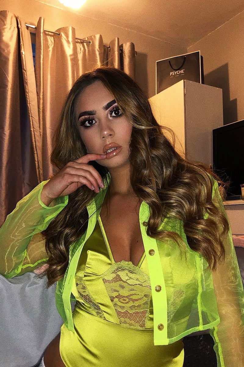 Lime Sheer Button Front Crop Blouse - Damari-Tops