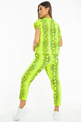 Lime Snake Print Short Sleeve Sweatshirt and Jogger Set - Aaliyan-Co-ords