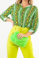 Lime Snake Print Tie Front Shirt - Maisha-Shirts