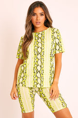 Lime Snake T-shirt Cycling Short Set - Alissandra-Co-ords